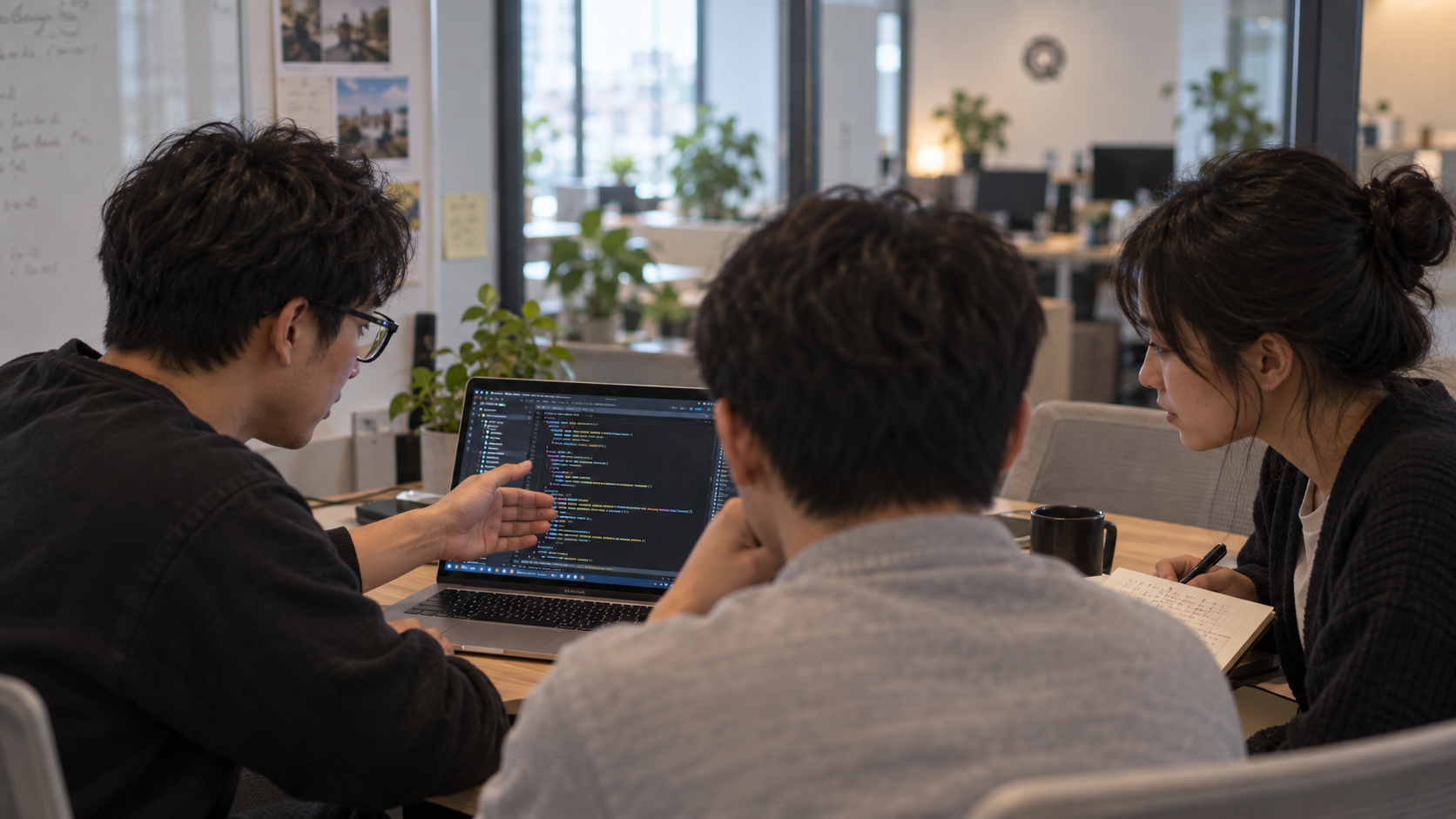 Engineers collaborating in office